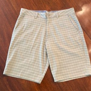 Hang Ten Grey Plaid Vintage Skater Board Preppy Bermuda Beach Shorts Size 34
